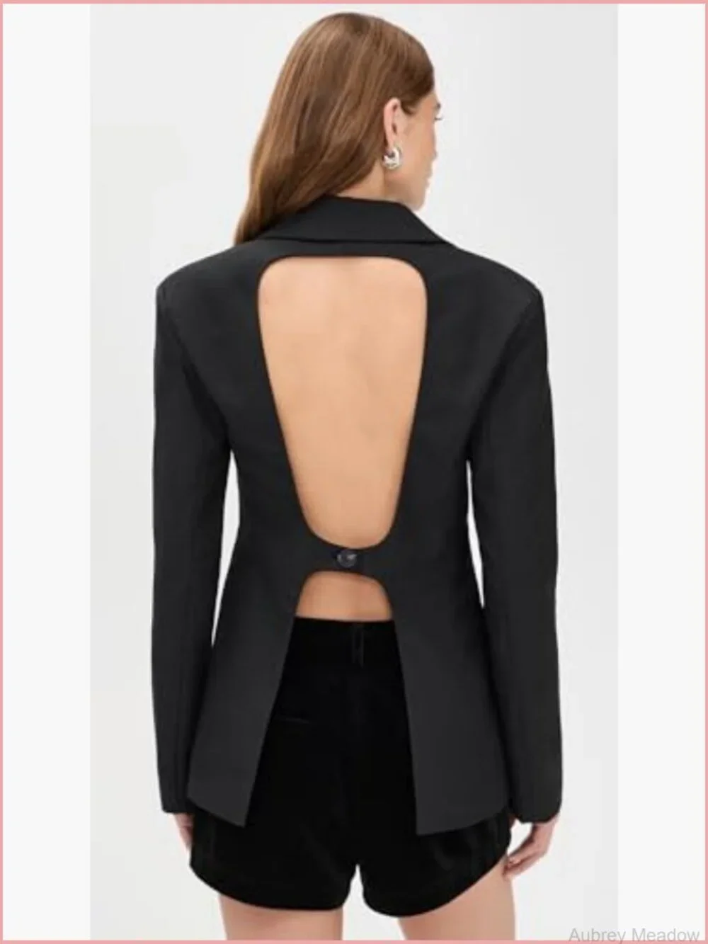 Women's Notch Lapel Blazer with Shoulder Pads - Lightweight Twill